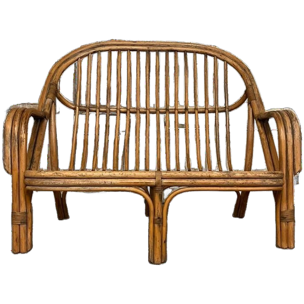 Vintage Rotan Bank, Tweezitter. Exclusief. Dutch Design. image 1