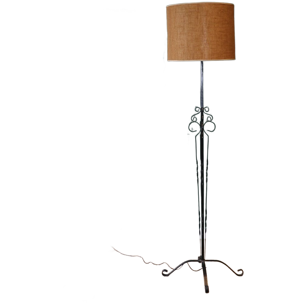 Zeer Grote Brutalistische Smeedijzeren Vloerlamp, Circa 1950 image 1