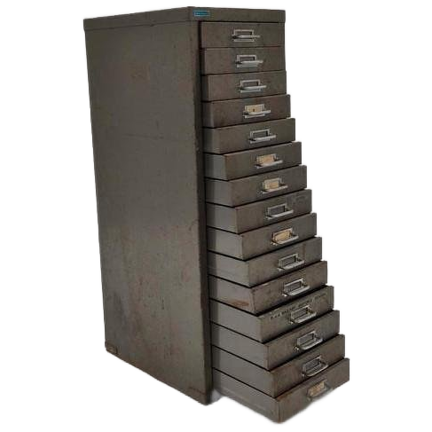 Vintage Metalen Kast Industriële Metalen Ladekast Kastje image 1