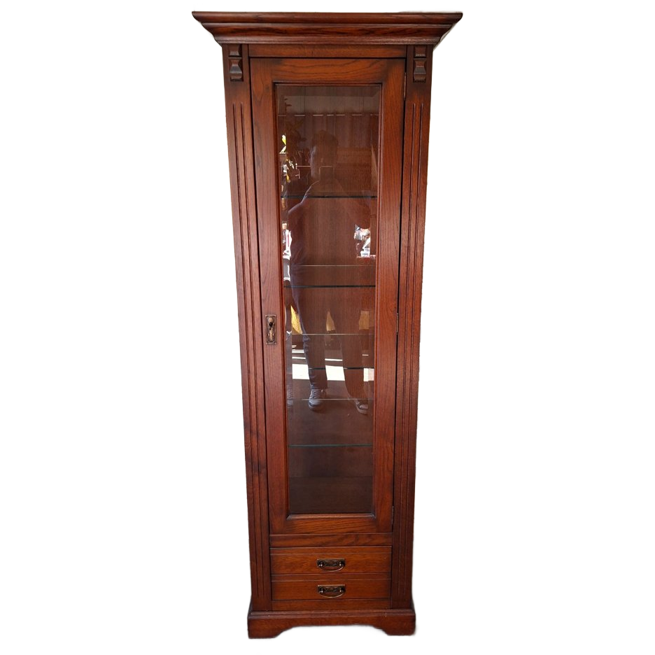 Klassieke Engelse Vitrinekast, Servieskast, Leuk Te Gebruiken Als Wijnkast Of Whisky Kast Afm.68x43cm En 200cm Hoog. image 1