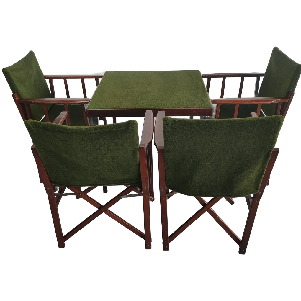 Unieke En Zeldzame Jaren 50 Green Brothers 'foldable' Regisseursstoelen Bridge Tafelset image 1