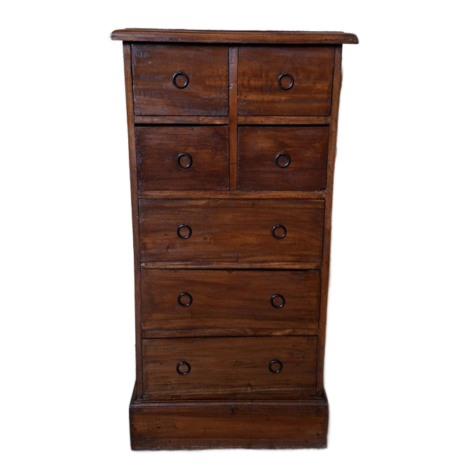 Klassiek Teakhouten Ladekastje, Apothekerskastje, Archiefkast Afm. 50x41 En 101cm Hoog. image 1
