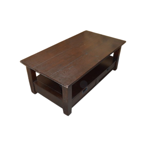Salontafel Massief Eiken Donker Rechthoekig image 1