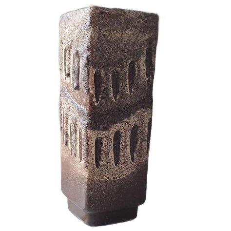 Vintage Lava Blokvaasje, Aardewerk, Bruintinten, Vaasje Vaas image 1