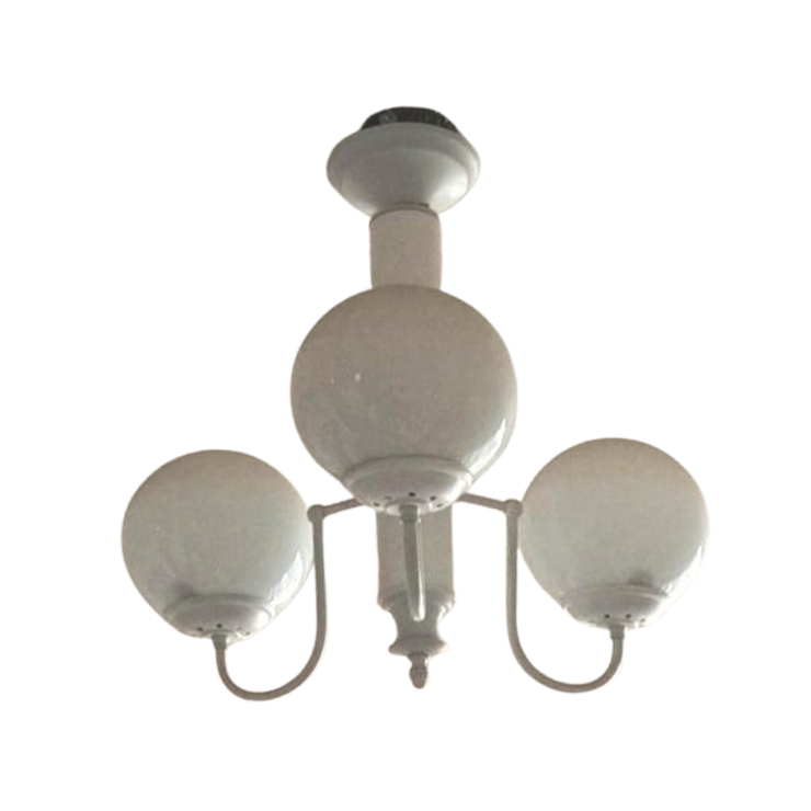 Vintage Plafondlamp Met 3 Glazen Bollen image 1