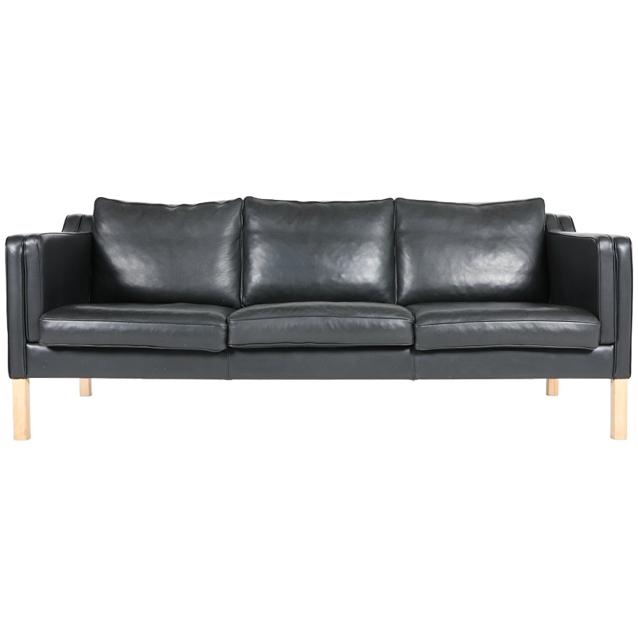 Danish Design Black Leather Sofa From Mogens Hansen image 1