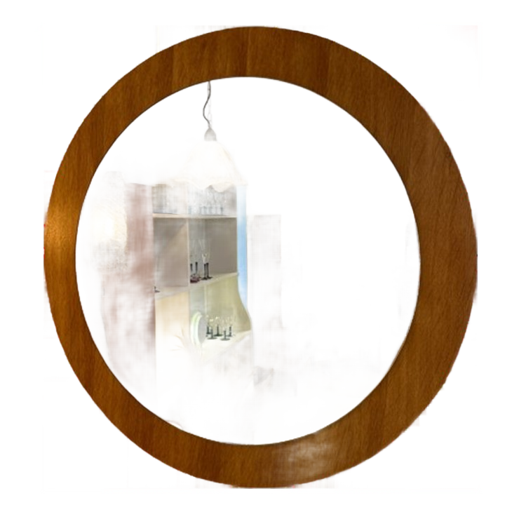 1960s Round Wall Mirror With Teak Frame image 1