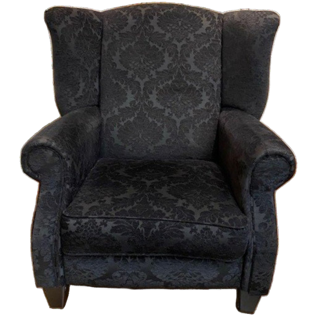Oorfauteuil Barok Zwarte Stof image 1