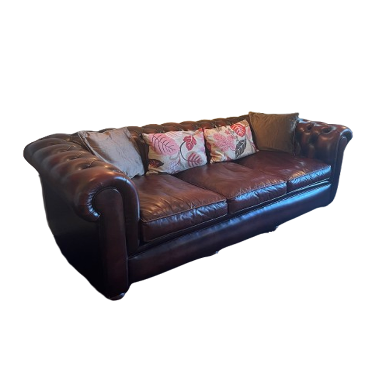 Vintage Chesterfield 3 Zitsbank, Roodbruin Leer image 1