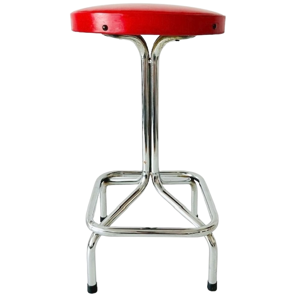 Vintage Buisframe Kruk Chroom Rood image 1