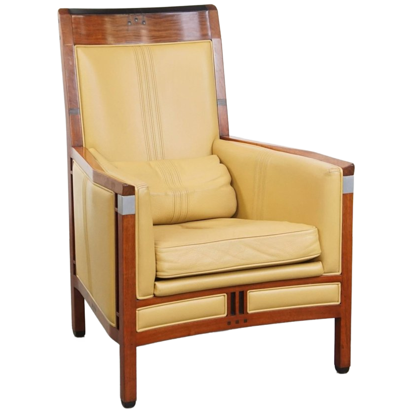 Prachtige Art Deco Schuitema Design Fauteuil In Geel Leer Met Een Hoge Rug Uit De Decoforma Serie image 1