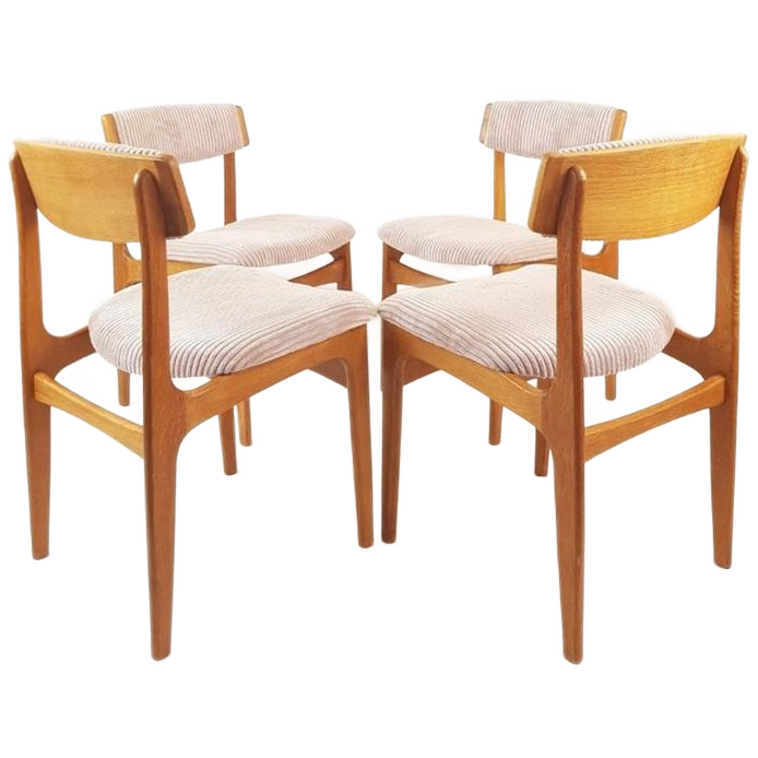 4 Vintage Roze Stoelen Licht Roze Ribstof Gerestaureerd image 1