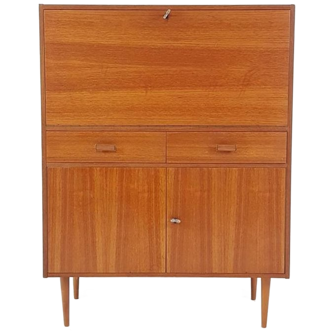 Vintage Fins Kastje Teak Fineer Secretaire image 1