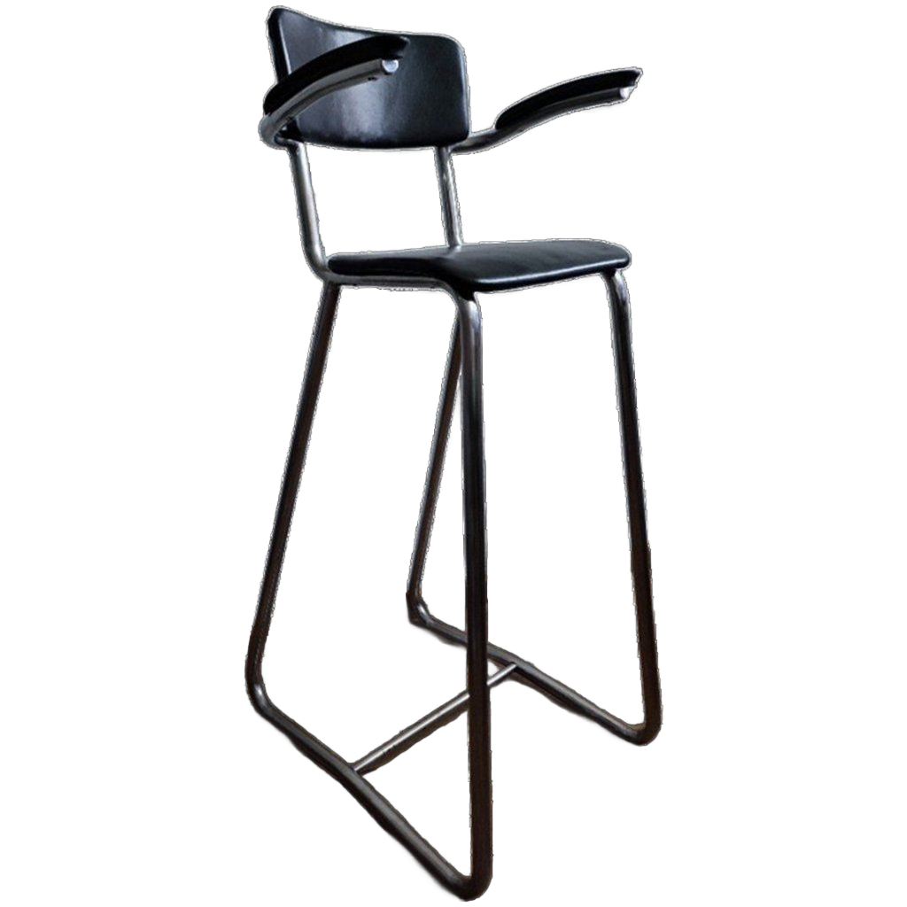 Vintage Kinder Kappersstoel 1950 Gispen Stijl Chroom & Zwart Barber Chair Children image 1
