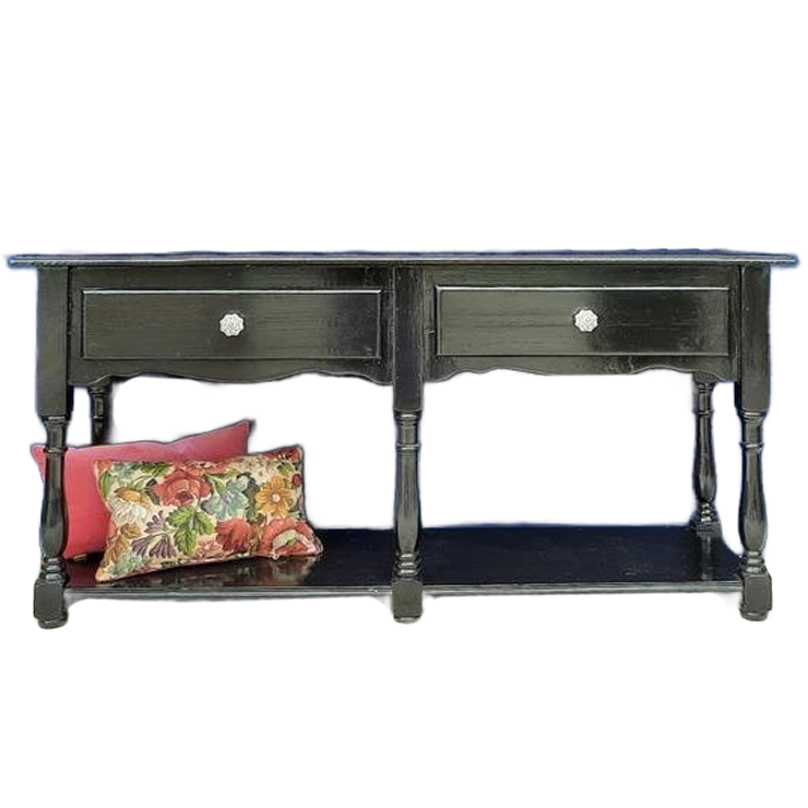 Zwarte Grenen Vintage Sidetable, Landelijke Houten Tafel image 1