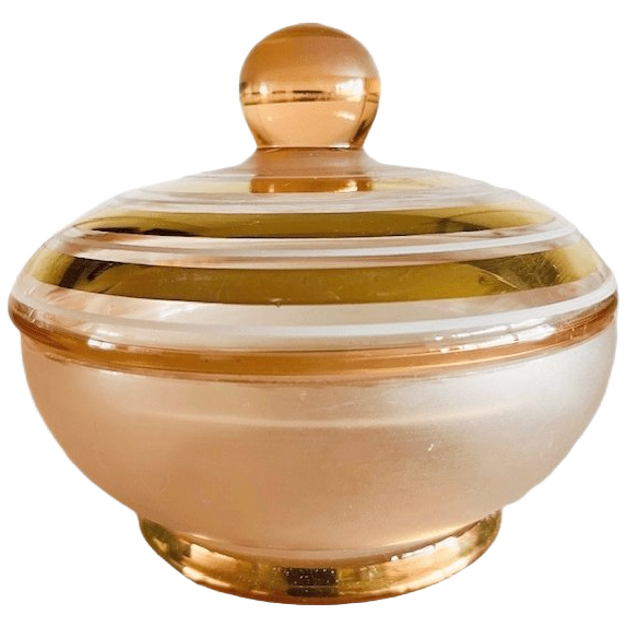 Art Deco Bonbonnière Roze Goud Glas Sieradendoosje 1950’s image 1