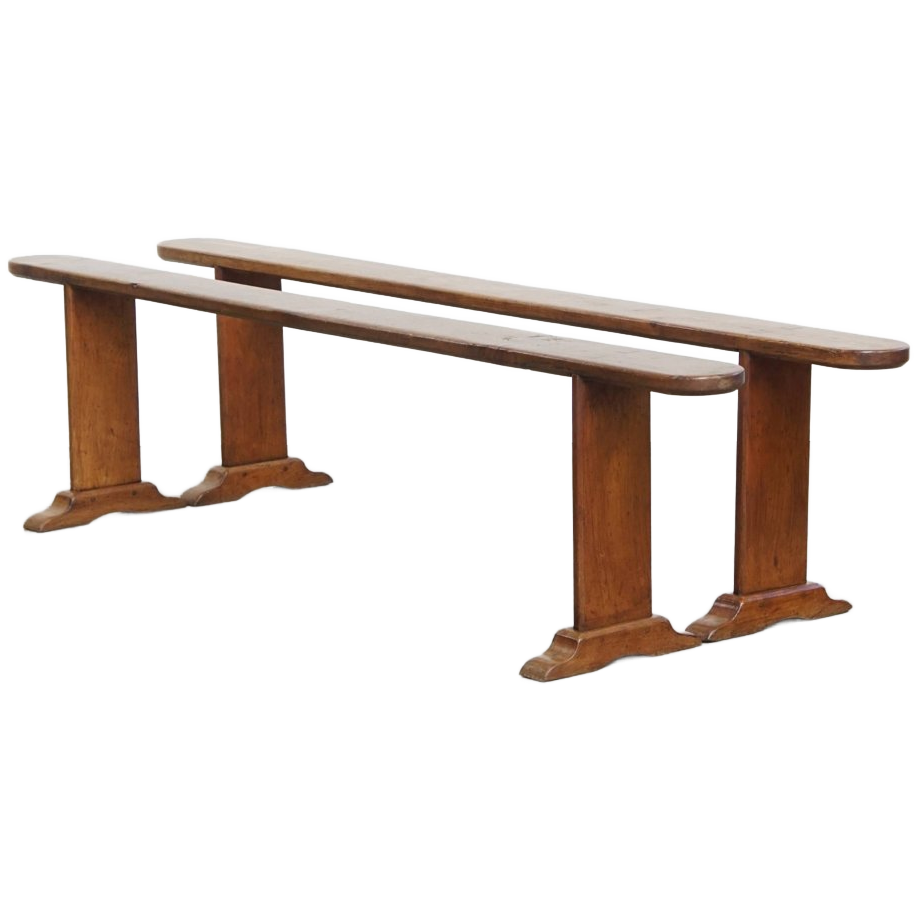 Set Van 2 Stijlvolle Antieke Franse Halbanken/ Bankjes Voor Aan De Eettafel image 1