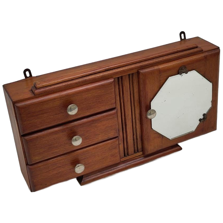 Vintage Houten Art Deco Kastje Medicijnkastje Hout image 1