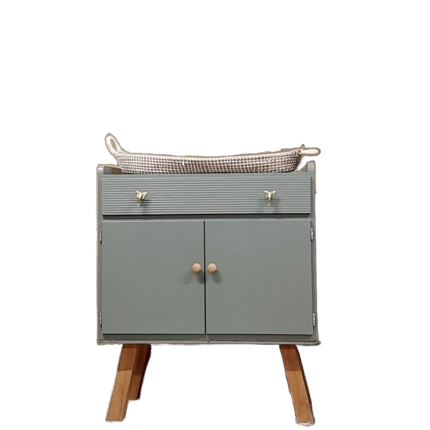 Vintage Commode Met Bladvergroter Groen image 1
