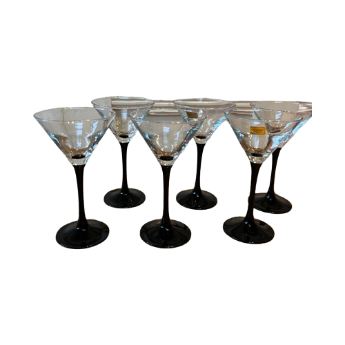 Feestelijke Luminarc Glazen, Zwarte Hoge Voet Martini Glazen Set Van 6 | Kerst image 1