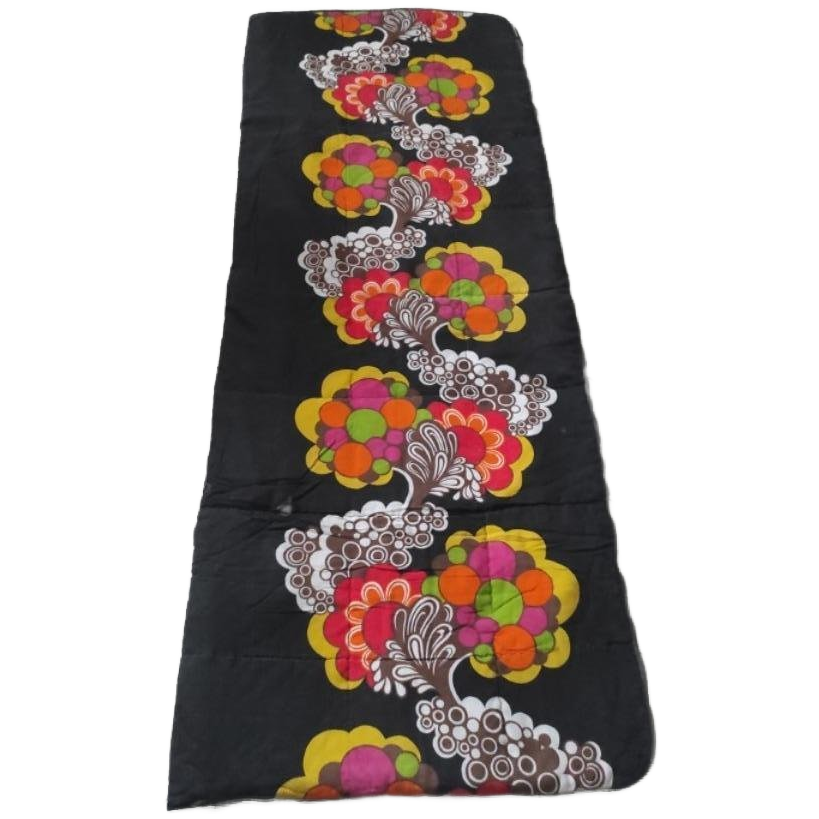 Vintage Slaapzak Zwart Oranje Groen Geel Bloemen image 1