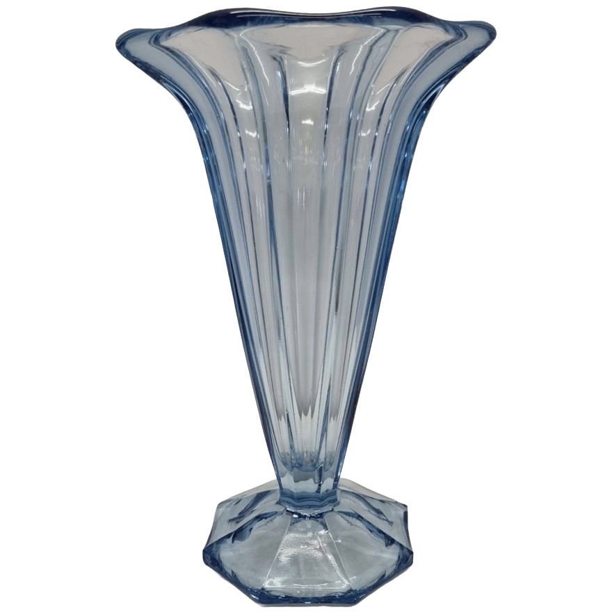 Art Deco Blauwe Tulpvormige Vaas image 1