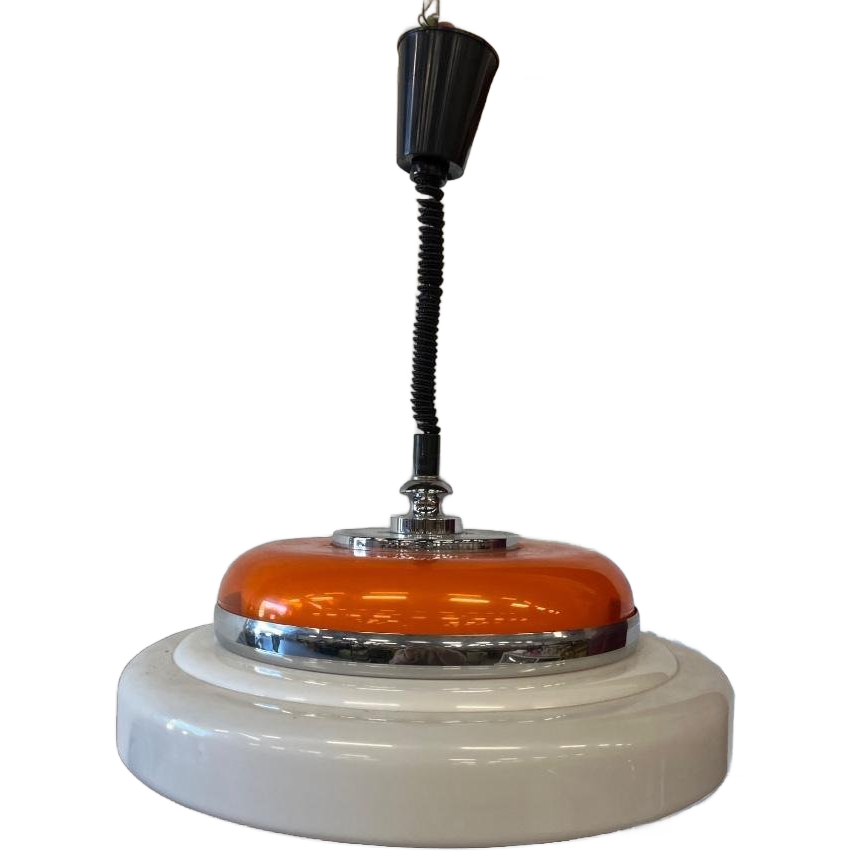 Vintage Witte Oranje Space Age Ufo Hanglamp / Luster image 1