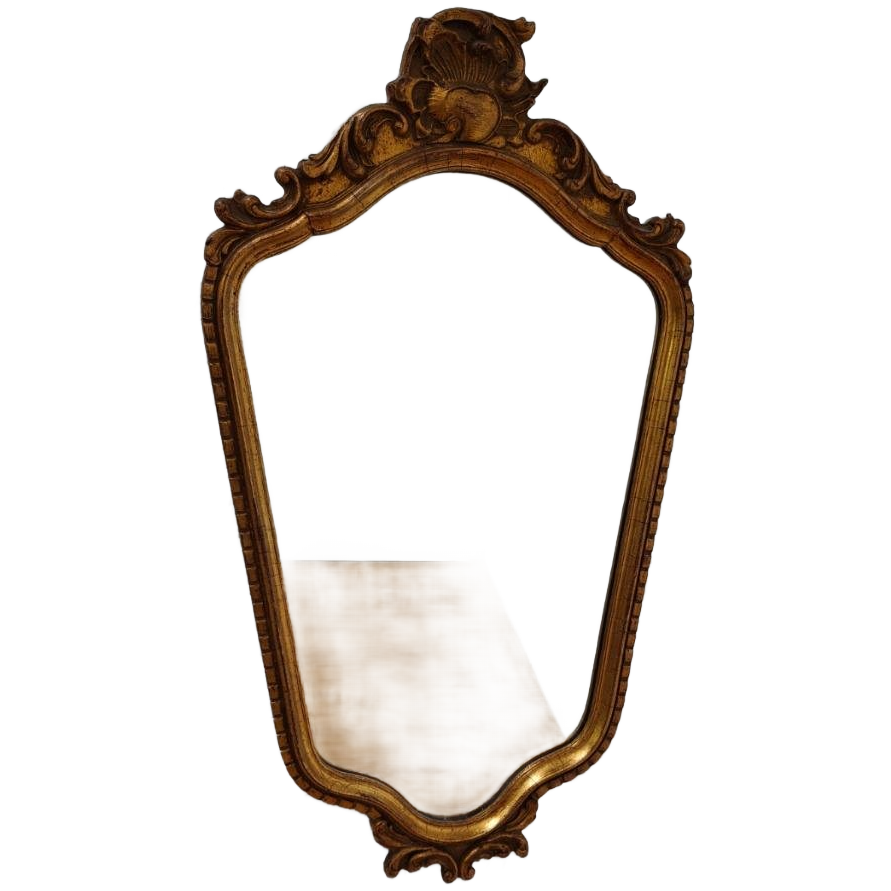 Vintage Goudkleurige Hollywood Regency Barok Rococo Spiegel Kuifspiegel 5 image 1