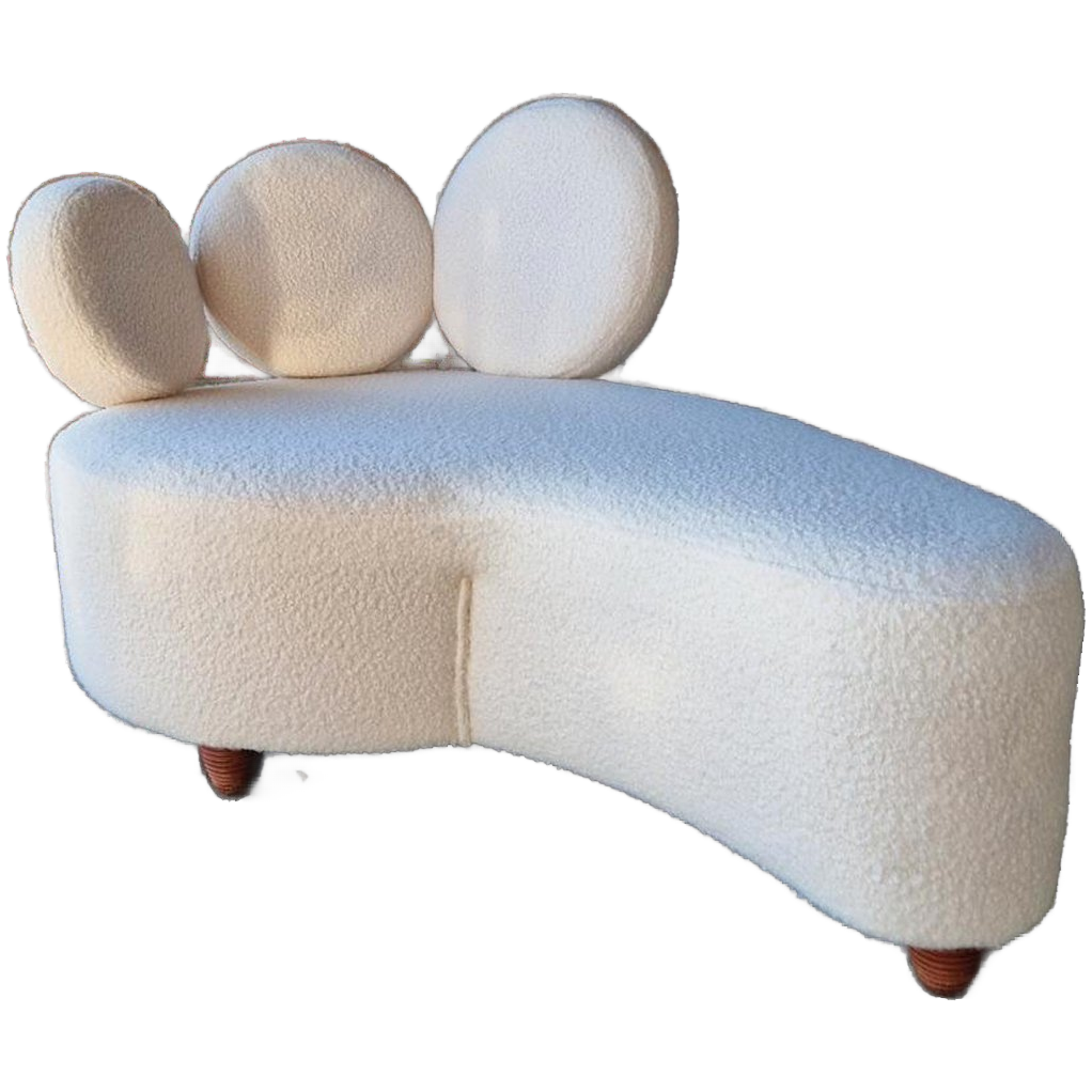 Shaise Longue Bank Nieuw Bekleed Teddy Stof Bank image 1