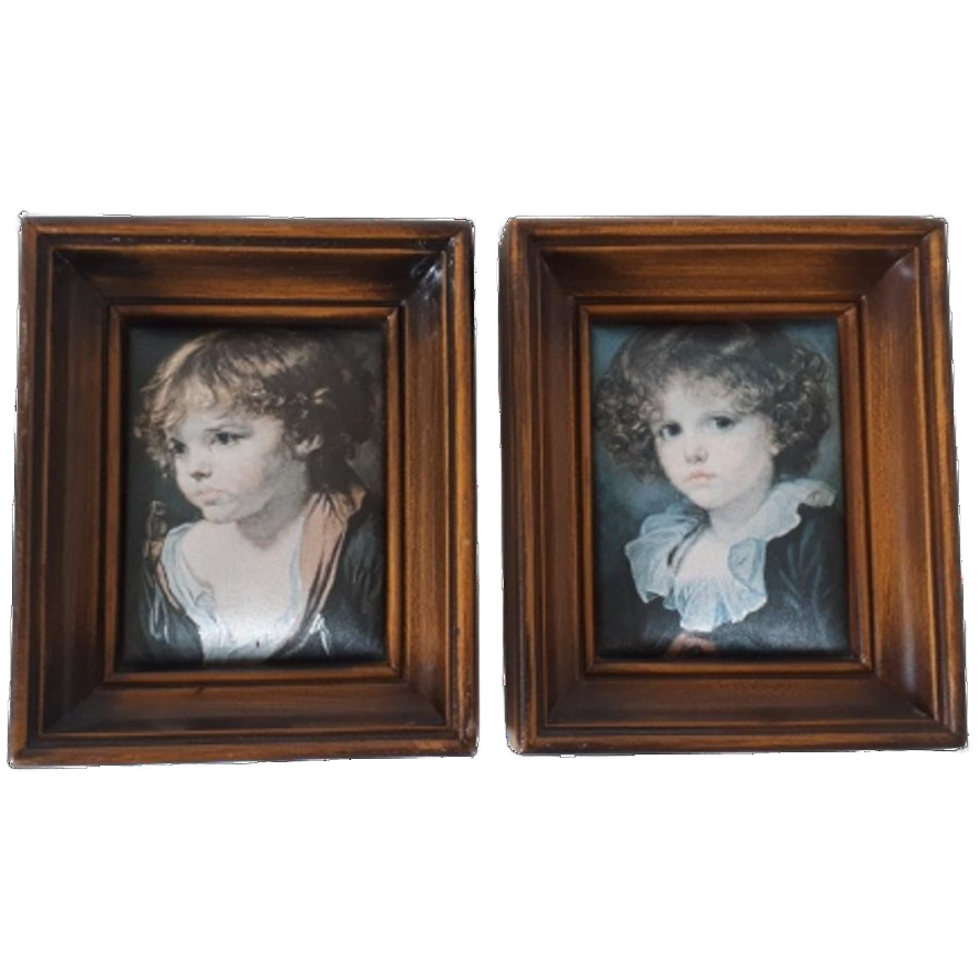 * 2 Retro Schilderijtjes Met Bekende Prentjes Op Zijde image 1