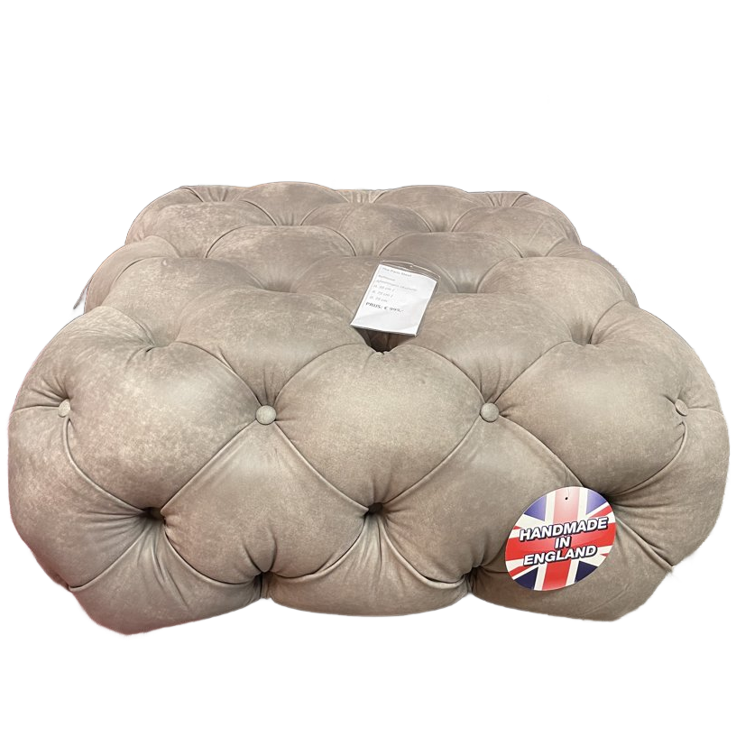 Showroommodel: Engelse Chesterfield Hocker/ Voetenbank Buttoned Grijs image 1