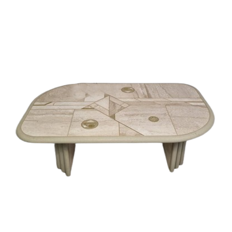 Unieke Fedam Travertin Salontafel Uit De Jaren 70 image 1