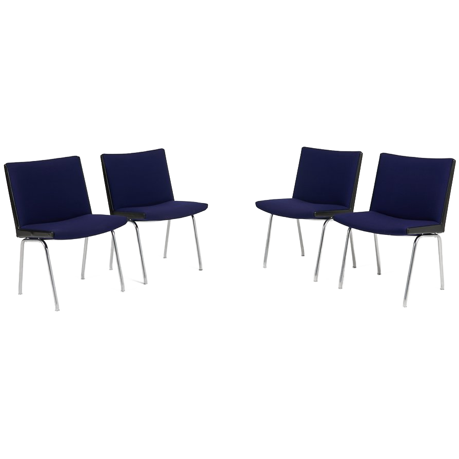 Set Of 4 Danish Modern ‘airport’ Chairs By Hans J. Wegner image 1