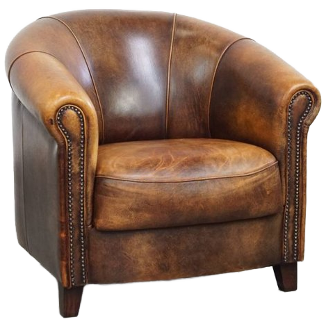 Unieke En Tijdloze Schapenleren Clubfauteuil Met Een Geweldig Patina image 1