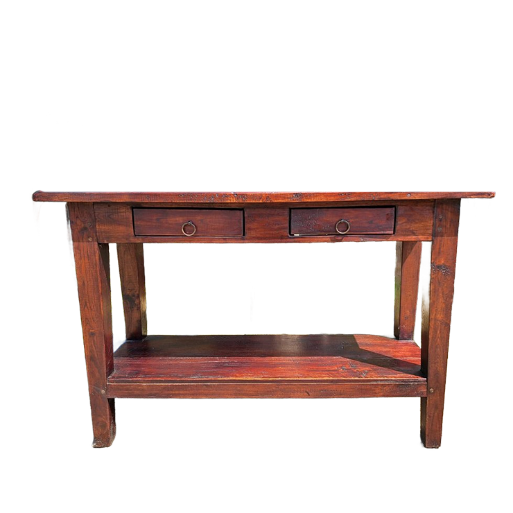 Donker Teakhouten Sidetable, Wandtafel, Console Afm. 120x40cm En 74cm Hoog image 1