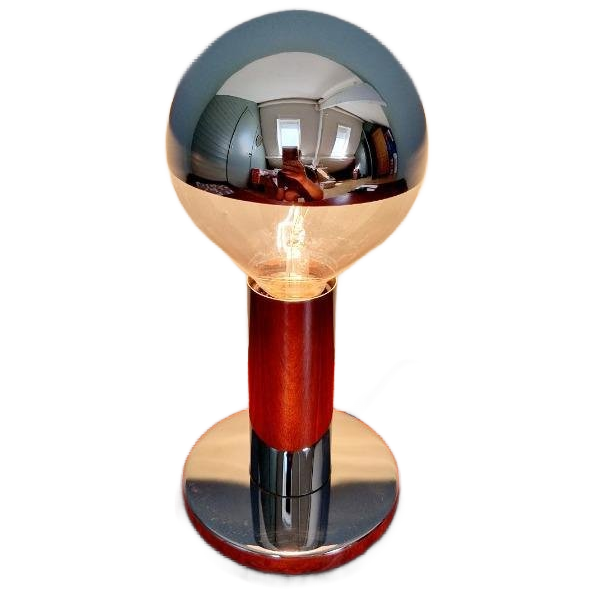 Space Age Tafellamp In Verchroomd Metaal, Jaren 70 image 1
