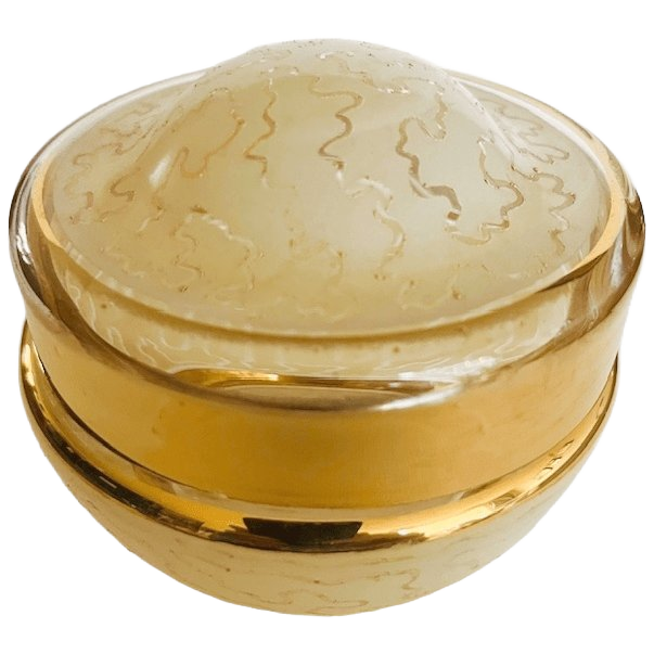 Art Deco Sieradendoosje Glas Goud Geel Patroon 1950’s image 1