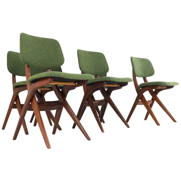 Set 6 Scissor Chairs Stoelen Attr Louis Van Teeffelen Vintage image 1