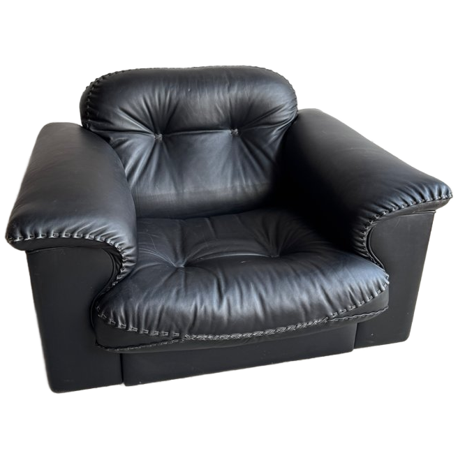 De Sede Ds-101 Black Leather Lounge Chair image 1