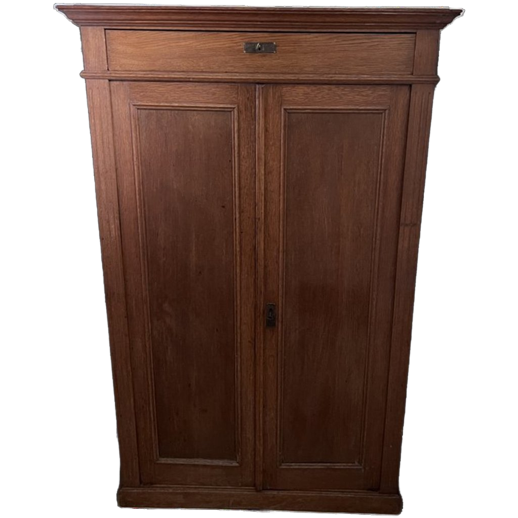 Eiken Tweedeurs Kast Met Bovenlade, Planken En Binnenlades, 104 Cm Breed image 1