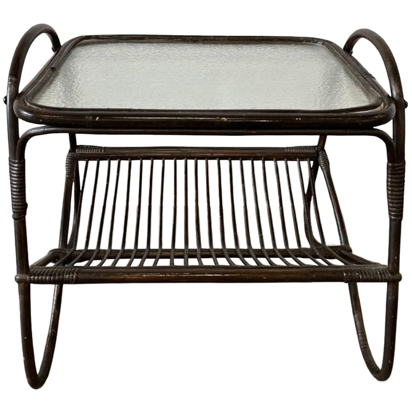 Vintage Rotan Bijzettafel / Sidetable / Plantentafel image 1