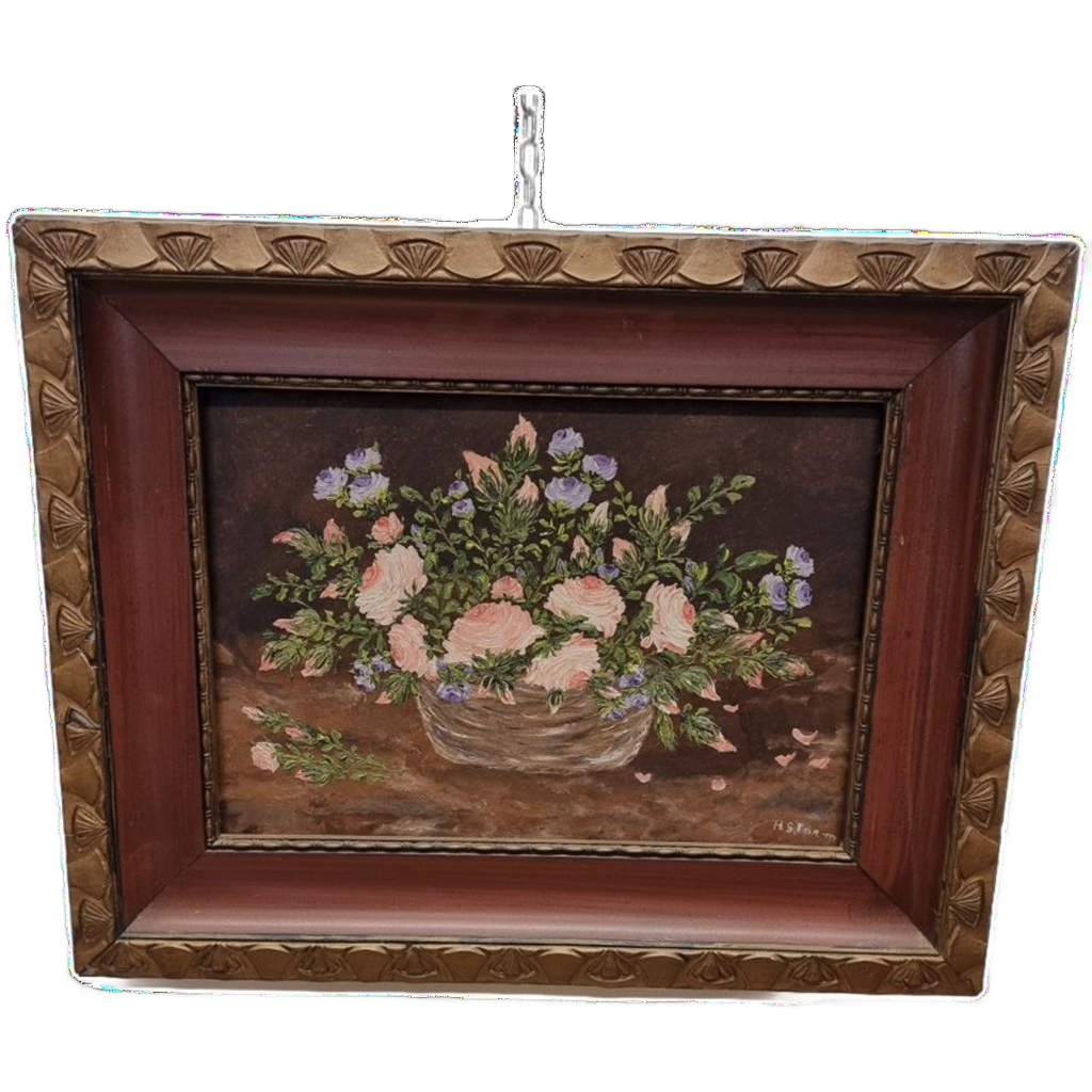 Vintage Olieverf Schilderij Bloemen H. Storm image 1