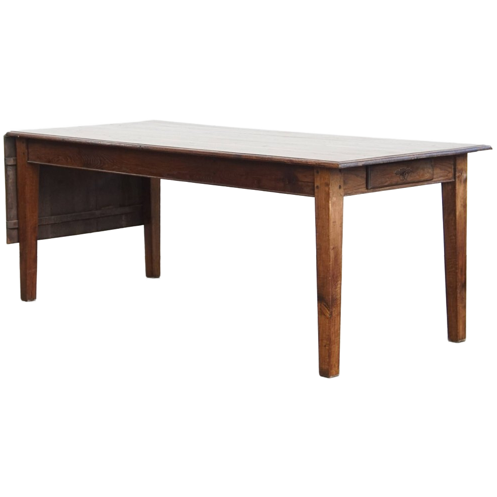 Unieke Antieke Eikenhouten Eettafel Uit Begin 1900 Met Aan Één Kant Een Uitklapbaar Blad image 1
