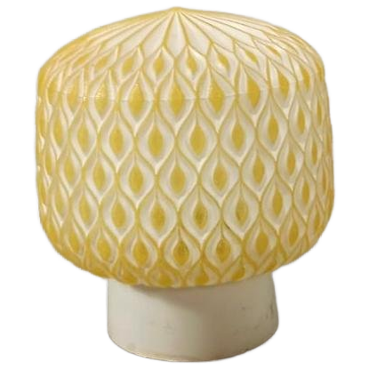 Vintage Glazen Plafondlamp, Wit En Geel image 1