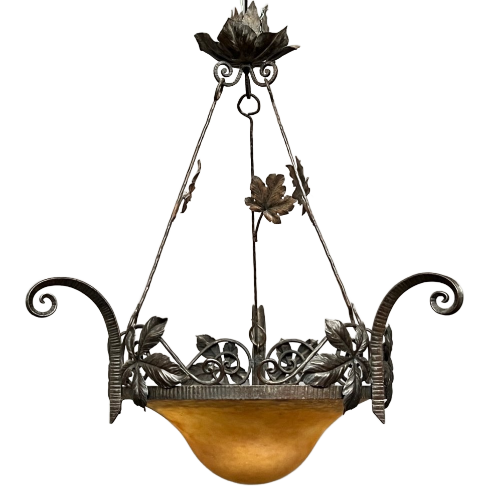 Müller Frères Lunéville (1895 - 1933). Kroonluchter In Art Nouveau-stijl. image 1