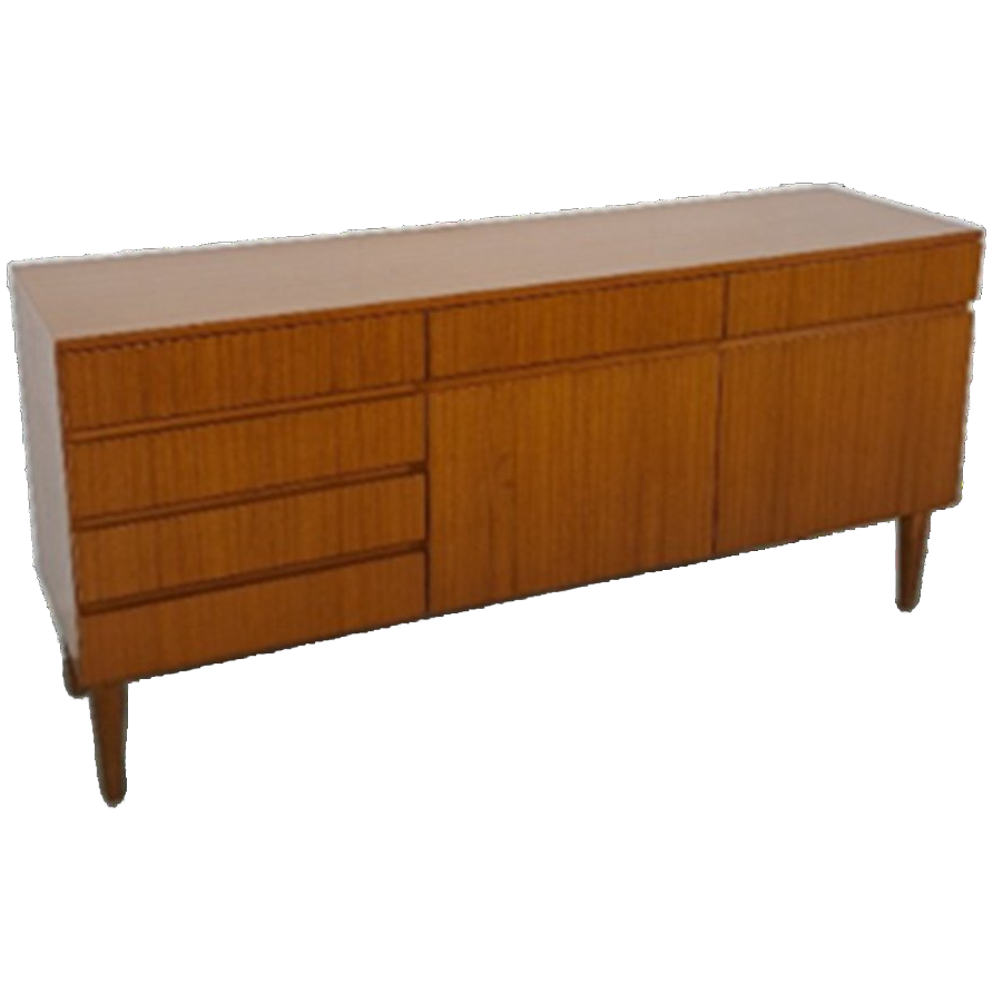 Teak Fineer Dressoir Barkast Met Lades En Klepdeuren image 1