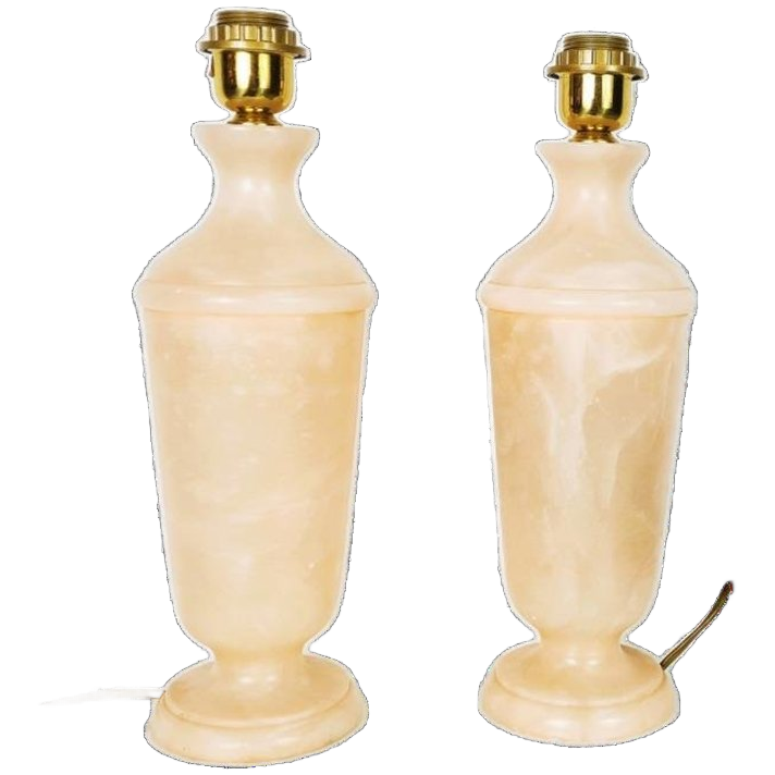 Hollywood Regency Alabaster Lampen Marmer Roze image 1