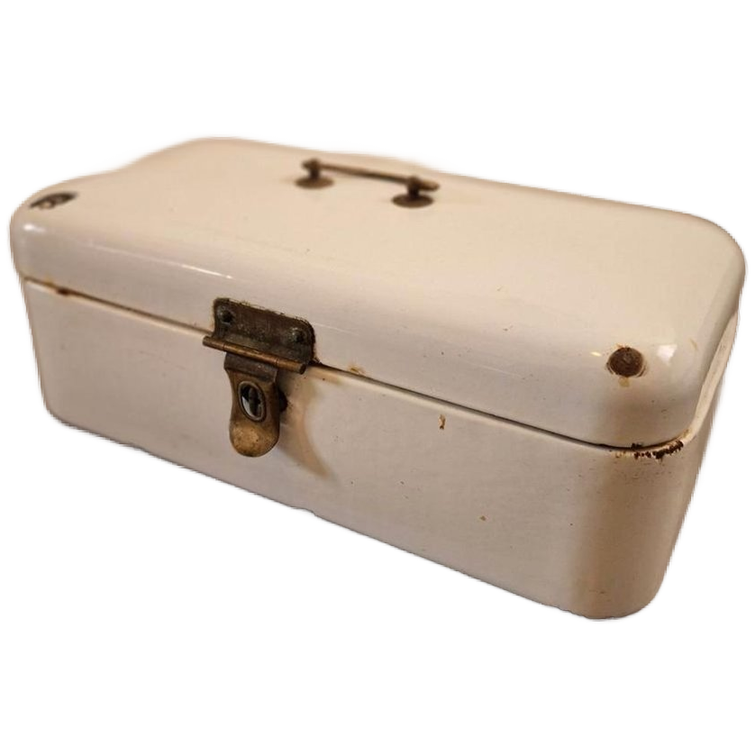 Vintage Witte Emaille Brooddoos Broodtrommel Bak image 1