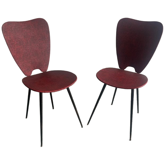 Pair Of Mid-century Red Dining Chairs image 1
