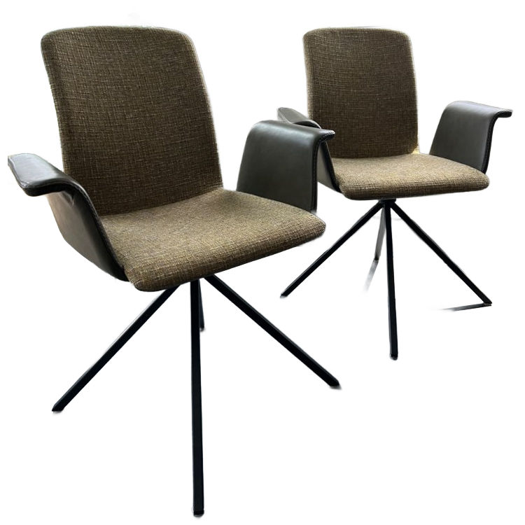 Set Van 2 Eetkamerstoelen. Duostoffering & Draaibare Zitting image 1